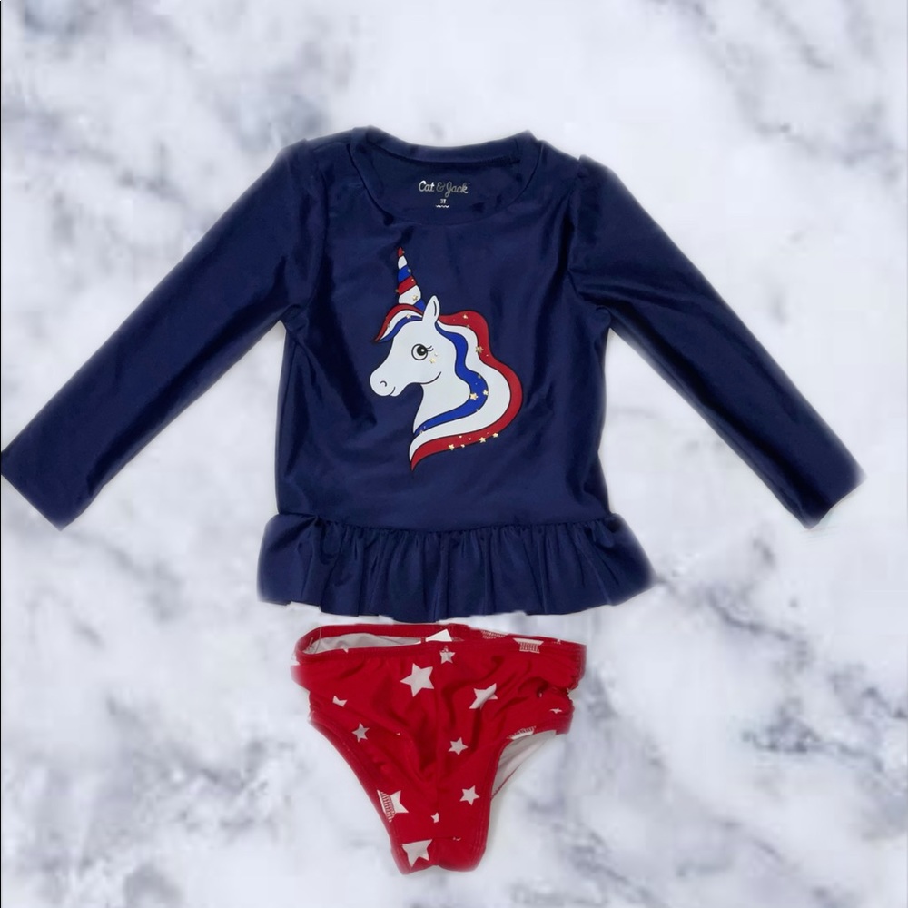 Cat & Jack Toddler Girls Swimsuit Set NWT UPF 50+